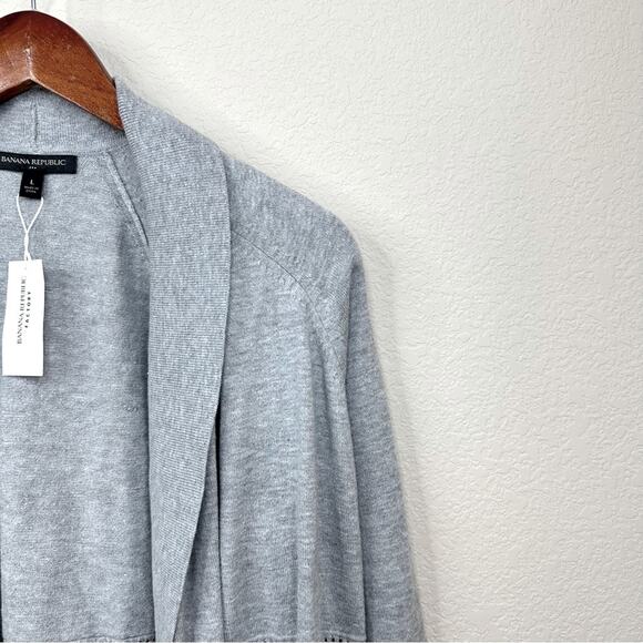 NEW Banana Republic Women’s Heather Gray Pointelle Cardigan Sweater Size L - Picture 6 of 13